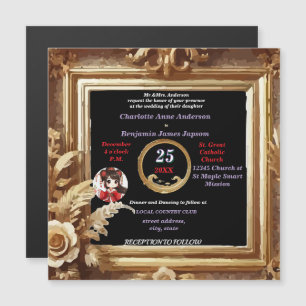 Marco Botánico Antiguo 3D Golden Floral