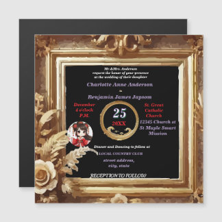 Marco Botánico Antiguo 3D Golden Floral