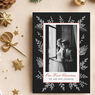 Marco botánico moderno Navidad foto Recién casados