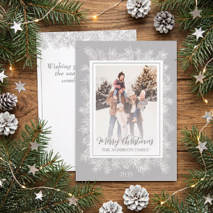 Marco Botánico Vintage Gris Plateado Navidad