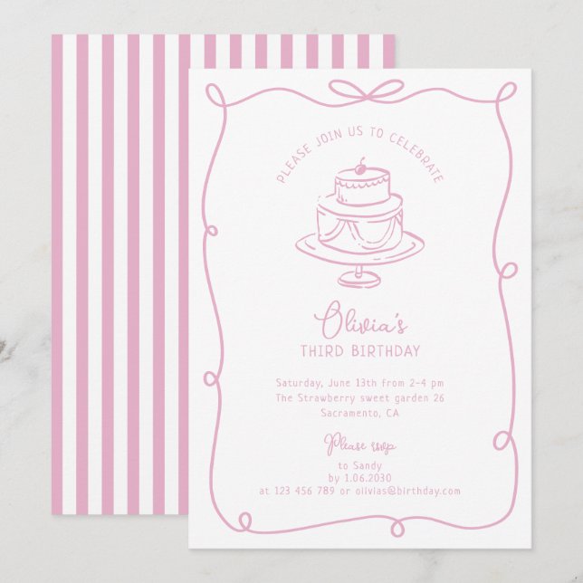 Marco caprichoso con invitación de cumpleaños con  (Anverso / Reverso)