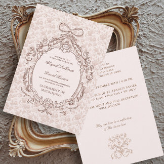 Marco clásico vintage Invitación a la boda católic