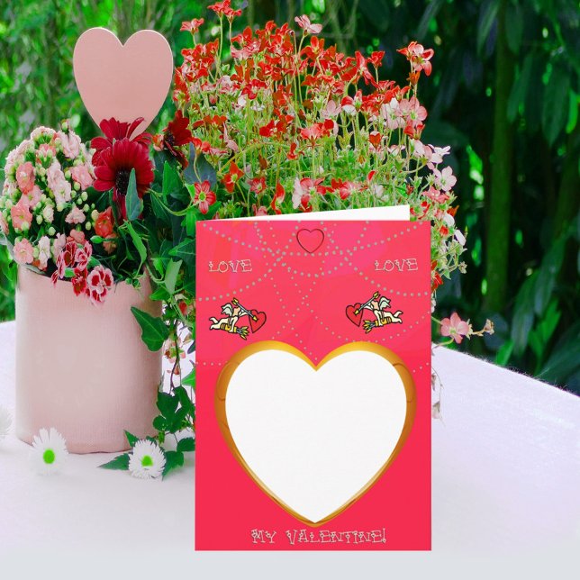 Marco cupido y cardíaco añade tu tarjeta de foto (Subido por el creador)