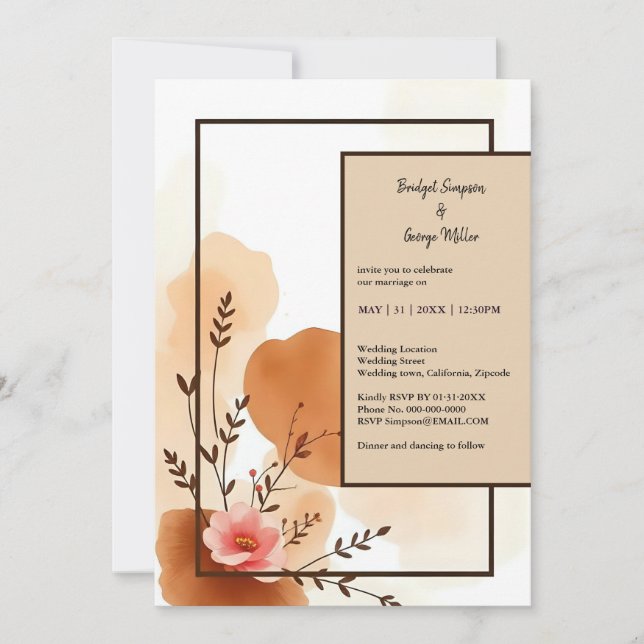 Marco de acuarela floral de la turba de otoño (Anverso)