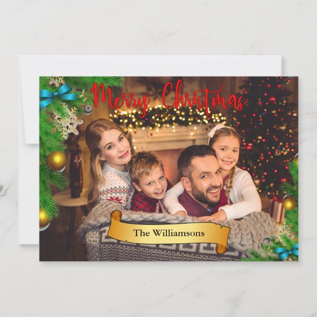 Marco de árbol de Navidad con foto de decoración d (Anverso)