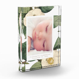 Marco de bloque de fotos floral blanco grande