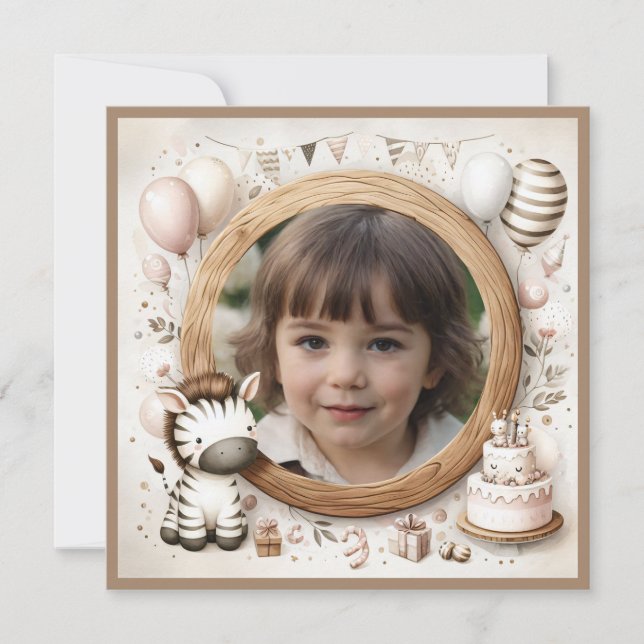 Marco de cebra de invitación por cumpleaños para l (Anverso)