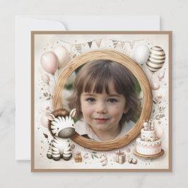 Marco de cebra de invitación por cumpleaños para l