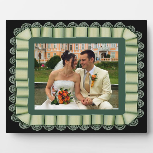 Marco de cinta verde de Boda de foto personalizada (Frente)