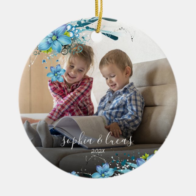 Marco de copo de nieve | Foto Ornamento cerámico (Frente)