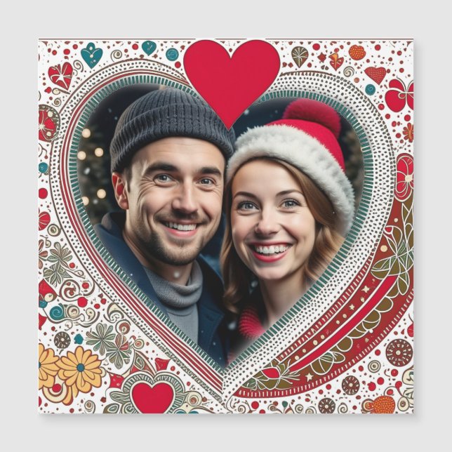 Marco de corazón rojo y turquesa bonito (Anverso)