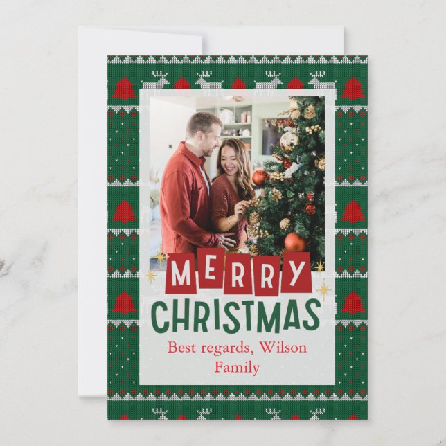 Marco de cosecha rojo y verde Feliz Navidad (Anverso)