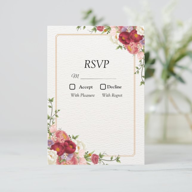 Marco de Flor de Oro con flores bonitas RSVP (Anverso de pie)