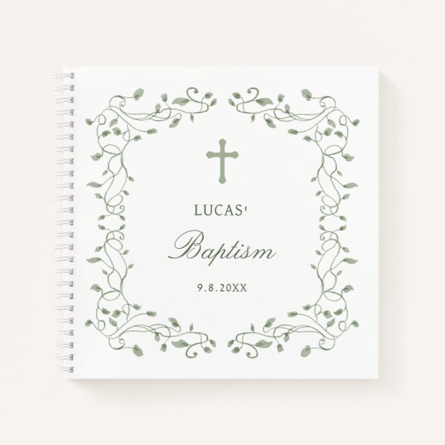 Marco de Foliage Verde Salvia Libro de Invitados B (Anverso)