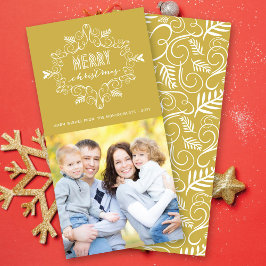 Marco de follaje vintage deco Feliz Navidad Foto