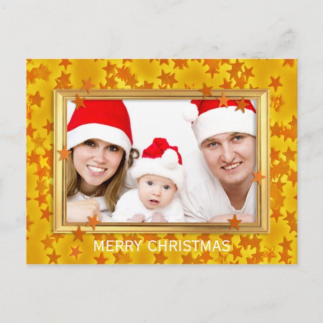 Marco de foto de estrellas de Navidad + tu foto y  (Anverso)