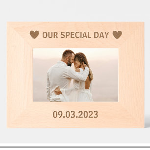 Marco de foto de madera personalizado para cita de
