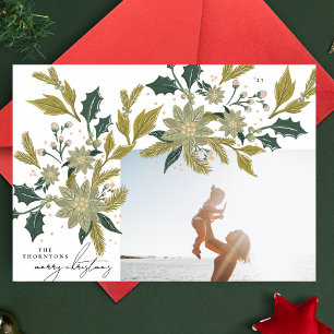Marco de foto de Navidad botánico vintage moderno