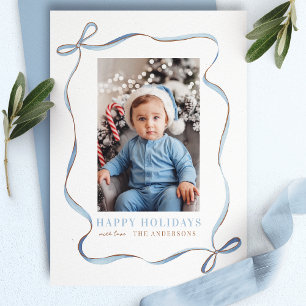 Marco de Foto de Navidad con Lazo de Cinta Ondulad