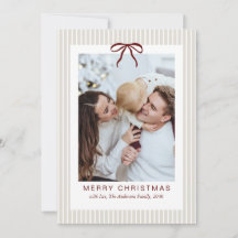 Marco de Foto de Navidad con Rayas Clásicas y Lazo