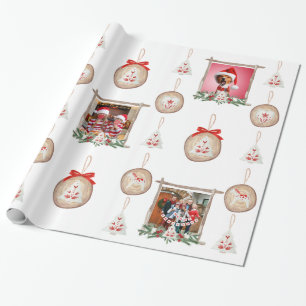 Marco de foto de Navidad y papel de regalo de ador
