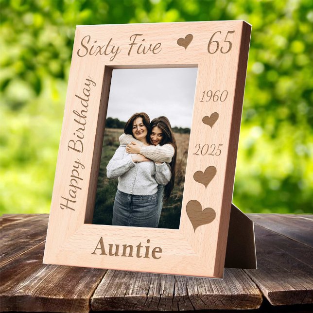 Marco de foto del 65 cumpleaños de la tía con nomb (Auntie 65th Birthday Photo frame with name love Engraved Frames)