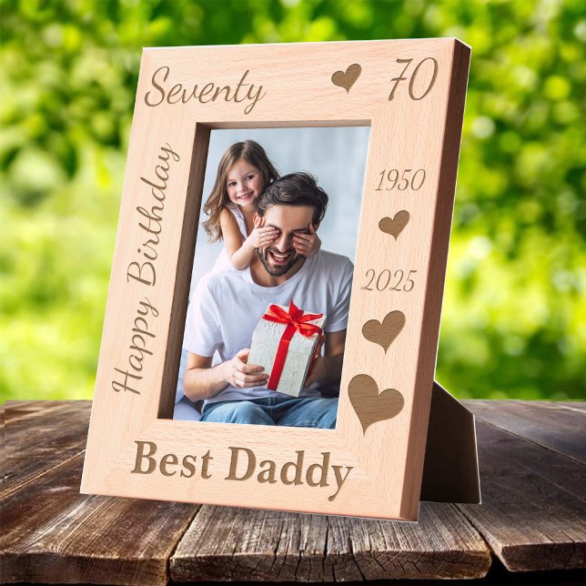 Marco de foto del 70 cumpleaños de Papá con nombre (Dad 70th Birthday Photo frame with name love Engraved Frames)