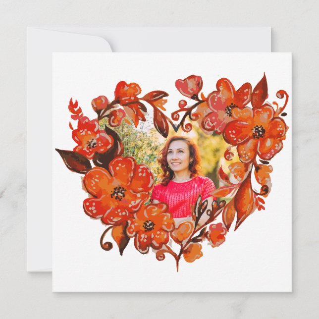Marco de foto floral de forma cardíaca (Anverso)