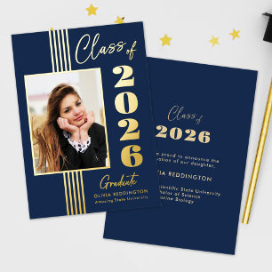 Marco de foto para anuncio de graduación 2026 Navy