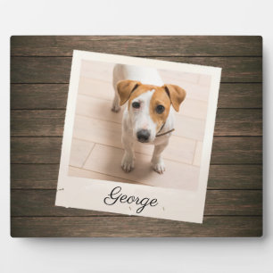 Marco de foto para mascota de madera rústica Placa