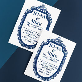 Marco de imagen eduardiano azul para boda RSVP
