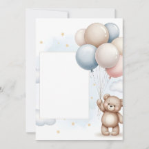 Marco de Invitación de Globos Pastel de Osito de P