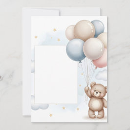 Marco de Invitación de Globos Pastel de Osito de P