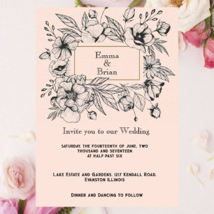 Marco de Invitación Floral antiguo grabado