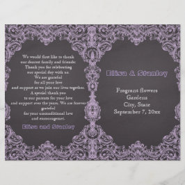 Marco de lavanda, programa de boda plegado en piza