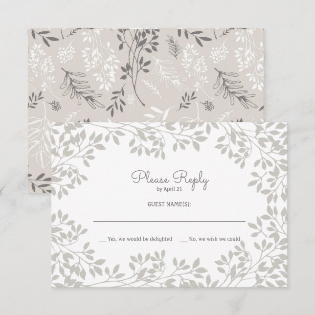 Marco de Leafy Vintage Boda RSVP (Anverso / Reverso)