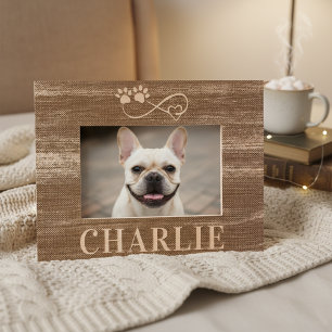 Marco de madera con nombre y foto de mascota perso