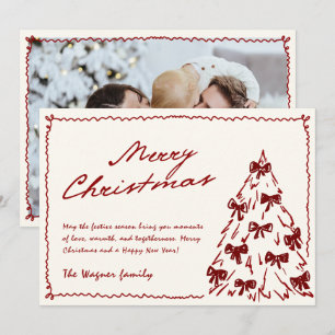 Marco de Navidad vintage dibujado a mano en crema