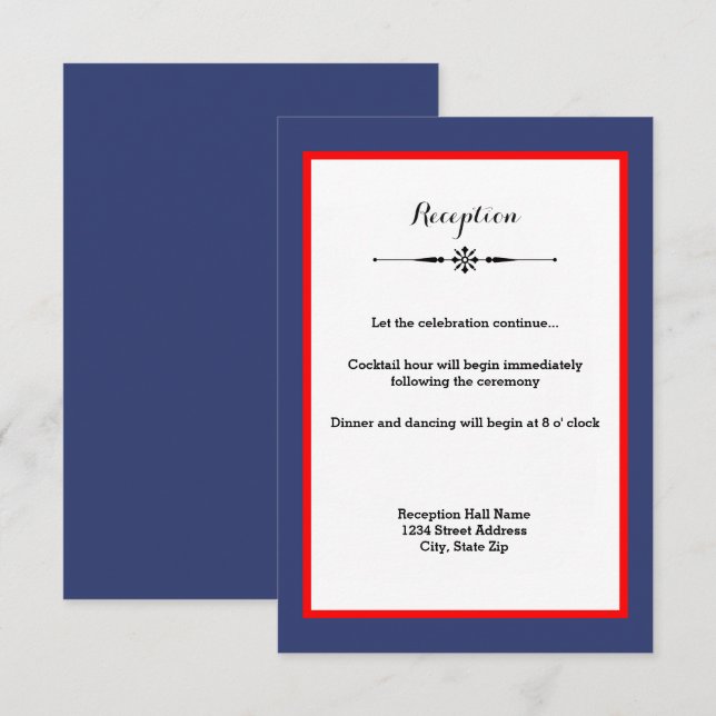 Marco de Navy y Rojo - Invitación de Recepción (Anverso / Reverso)