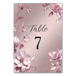 Marco de Número de Mesa con Floral Rosa Delicado