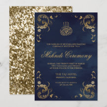 Marco de oro antiguo invitación de Mehndi islámico