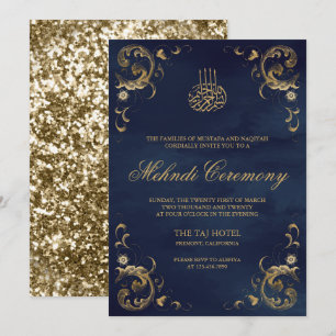 Marco de oro antiguo invitación de Mehndi islámico