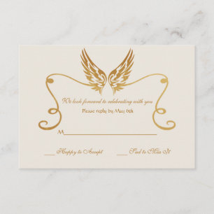 Marco de oro con la tarjeta de la respuesta de las