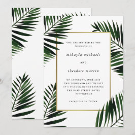 Marco de oro falso con invitación a la boda de pal