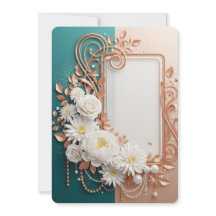 Marco de oro rosa floral blanco elegante