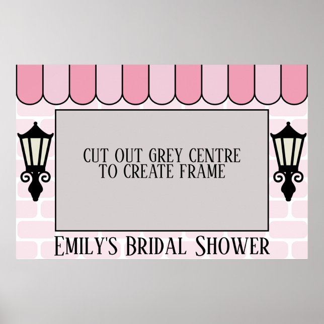 Marco de póster de ducha de novia parisina rosa (Frente)