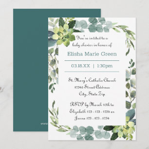 Marco de ramo de té - Invitación de baby shower