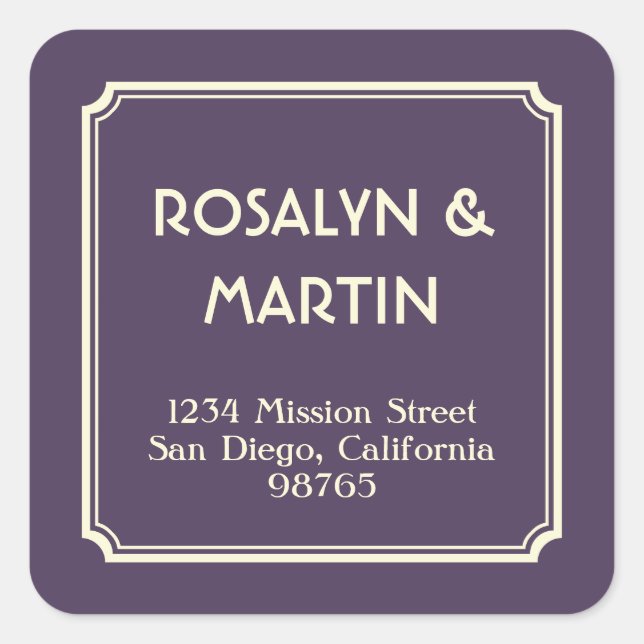 Marco de referencia Art Deco etiqueta de dirección (Anverso)