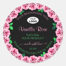 Marco de Rosa Rosa Elegante Logotipo de Etiquetas