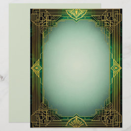 Marco de ventilador Art Deco en papel de papelería